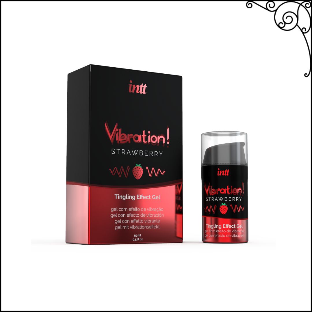 The vibration gel with the strawberry flavor is kissed from Intt