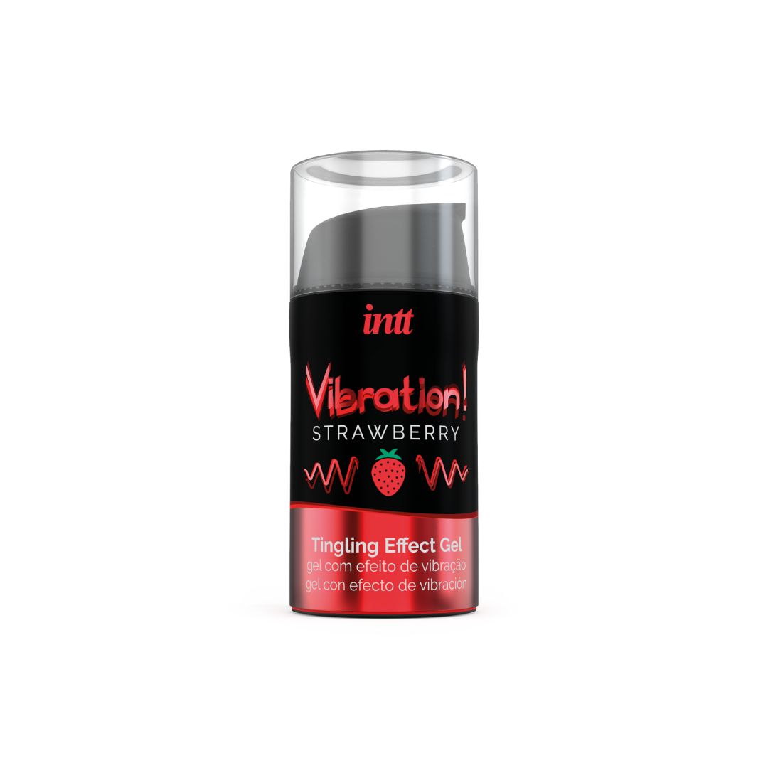 The vibration gel with the strawberry flavor is kissed from Intt